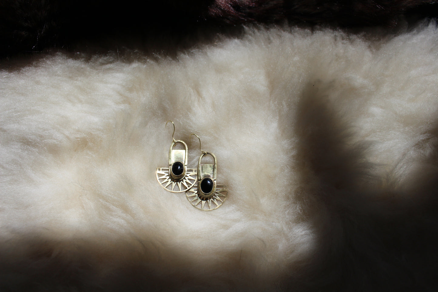 Onyx + Brass Earrings