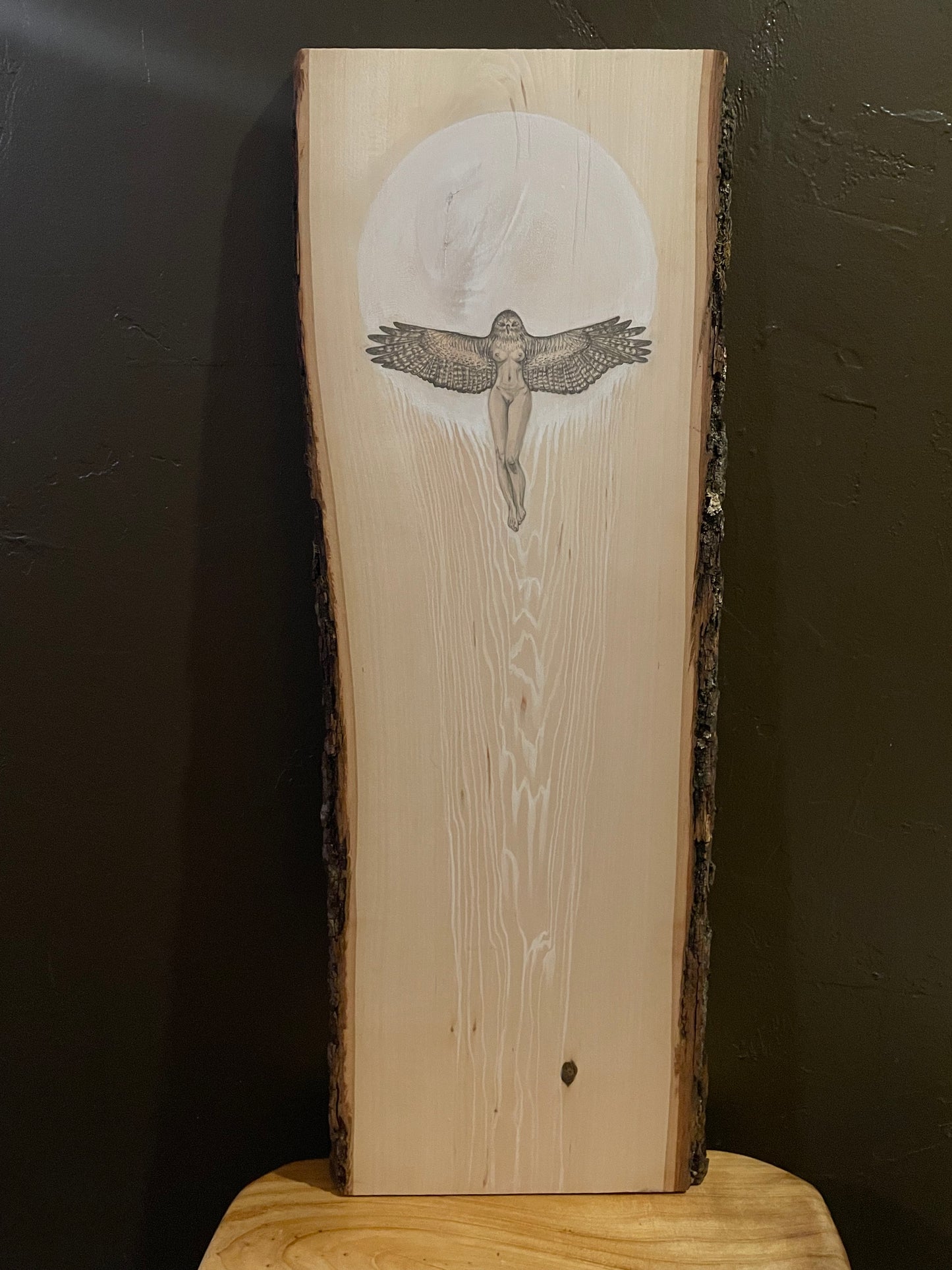 RETURNING Original Illustration on live edge wood