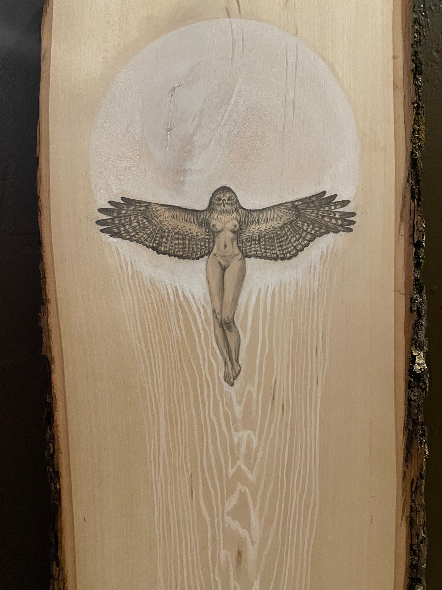 RETURNING Original Illustration on live edge wood