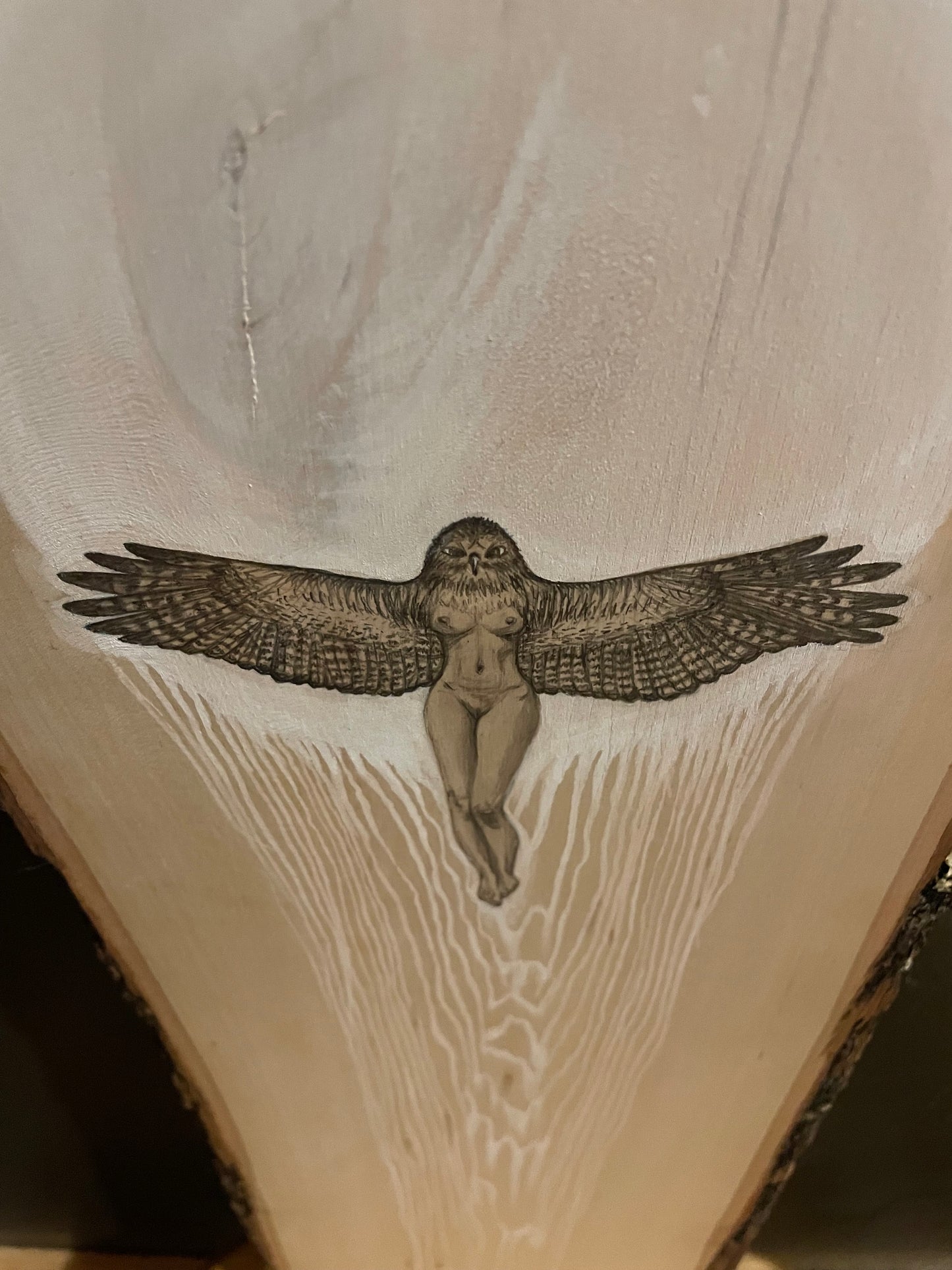 RETURNING Original Illustration on live edge wood