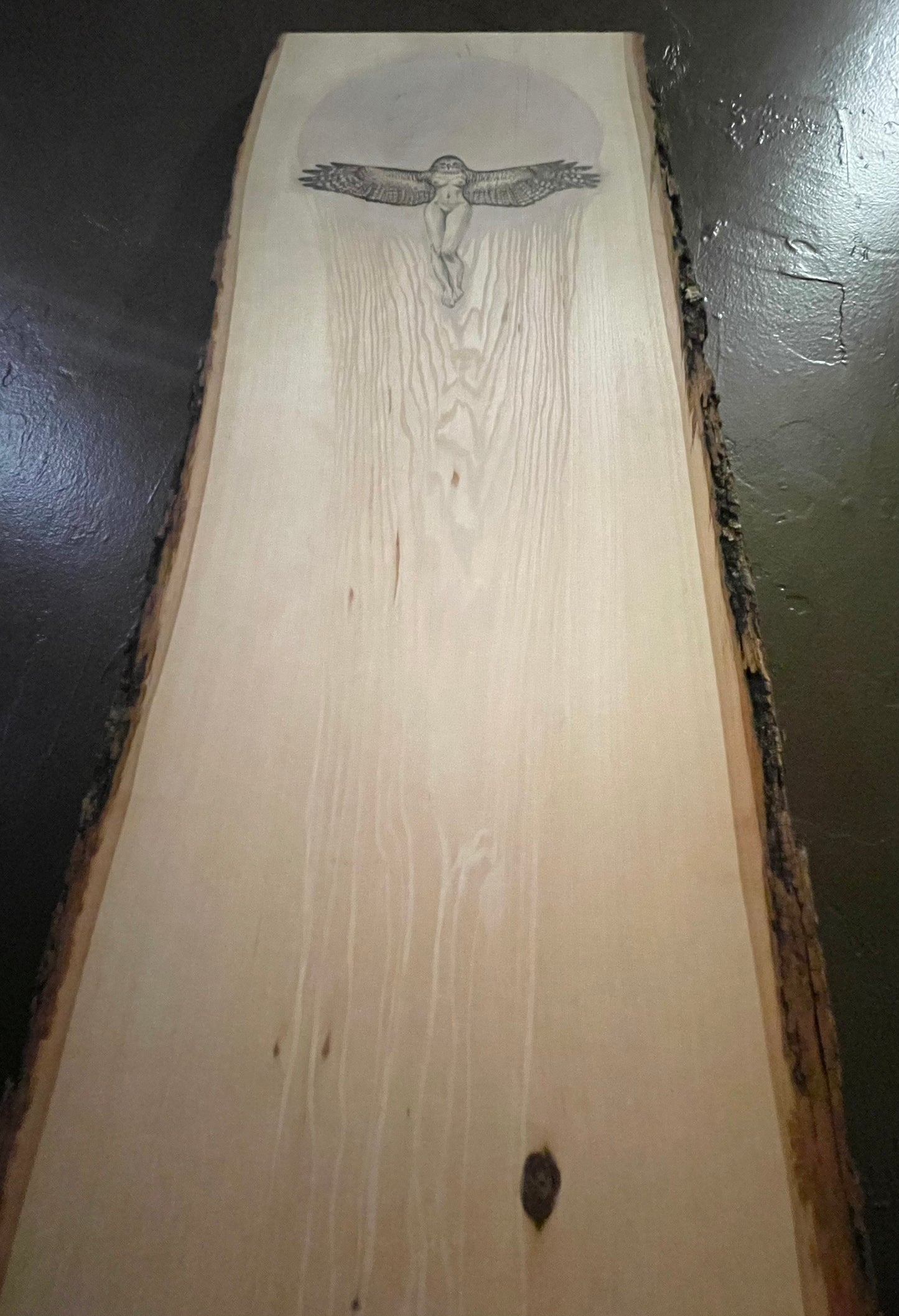 RETURNING Original Illustration on live edge wood