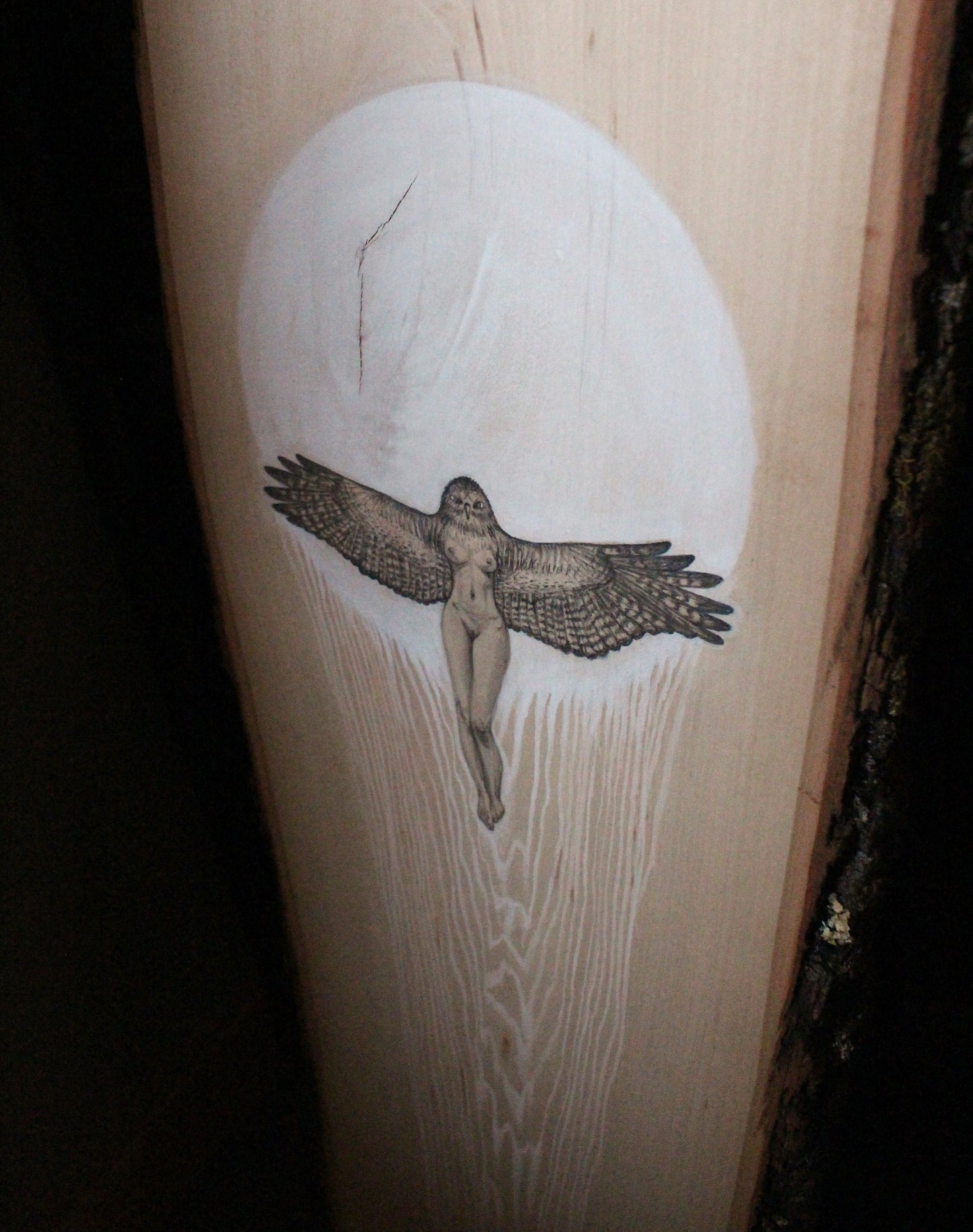 RETURNING Original Illustration on live edge wood