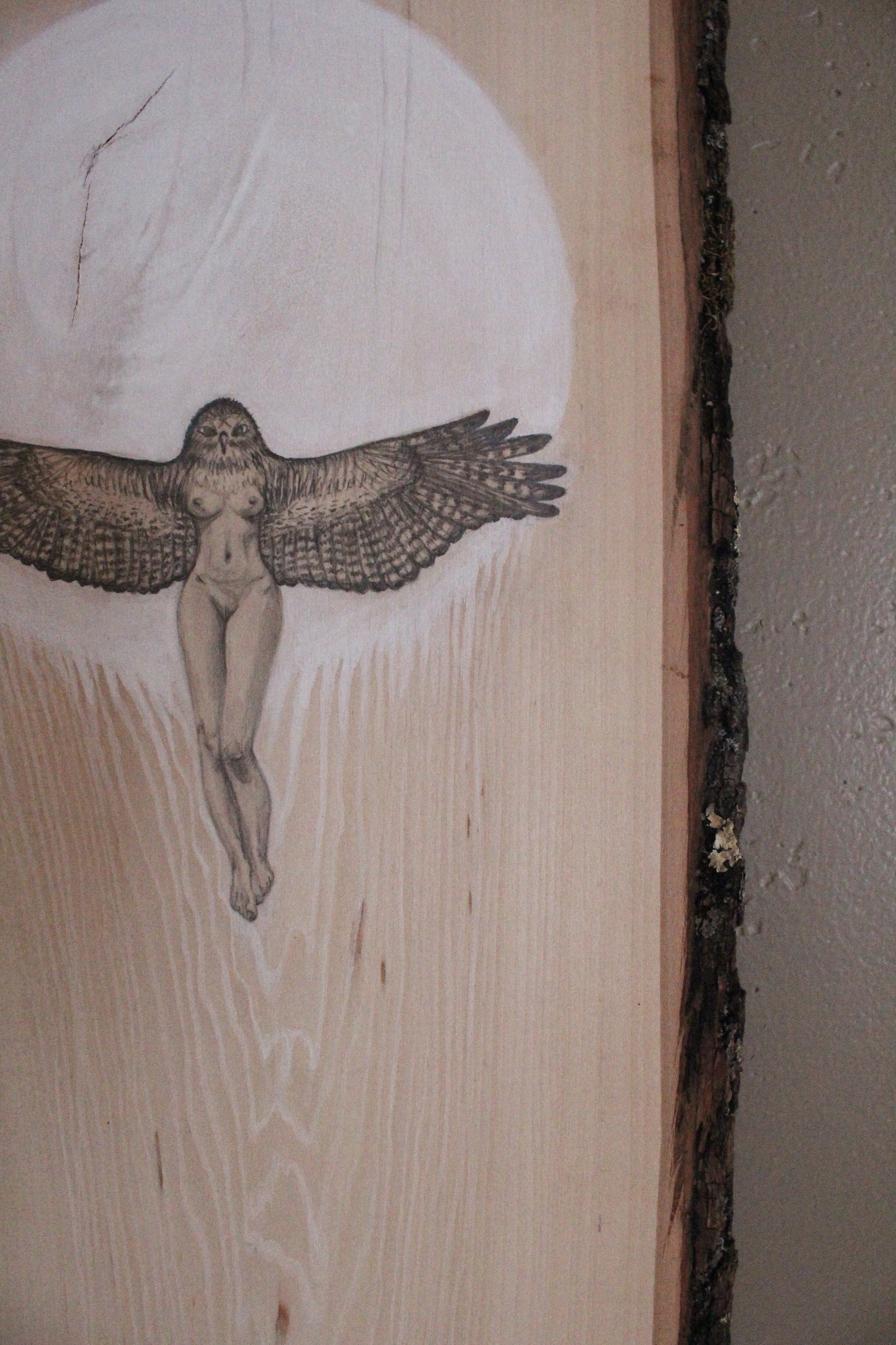 RETURNING Original Illustration on live edge wood